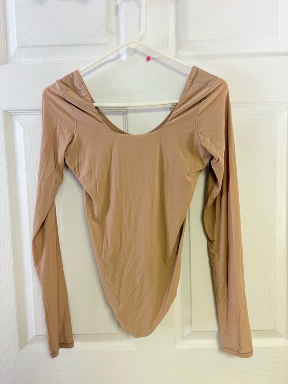 aerie smoothez Long-Sleeve Scoop Neck Bodysuit in Nude Tan